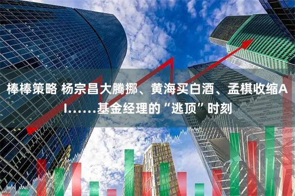 棒棒策略 杨宗昌大腾挪、黄海买白酒、孟棋收缩AI……基金经理的“逃顶”时刻